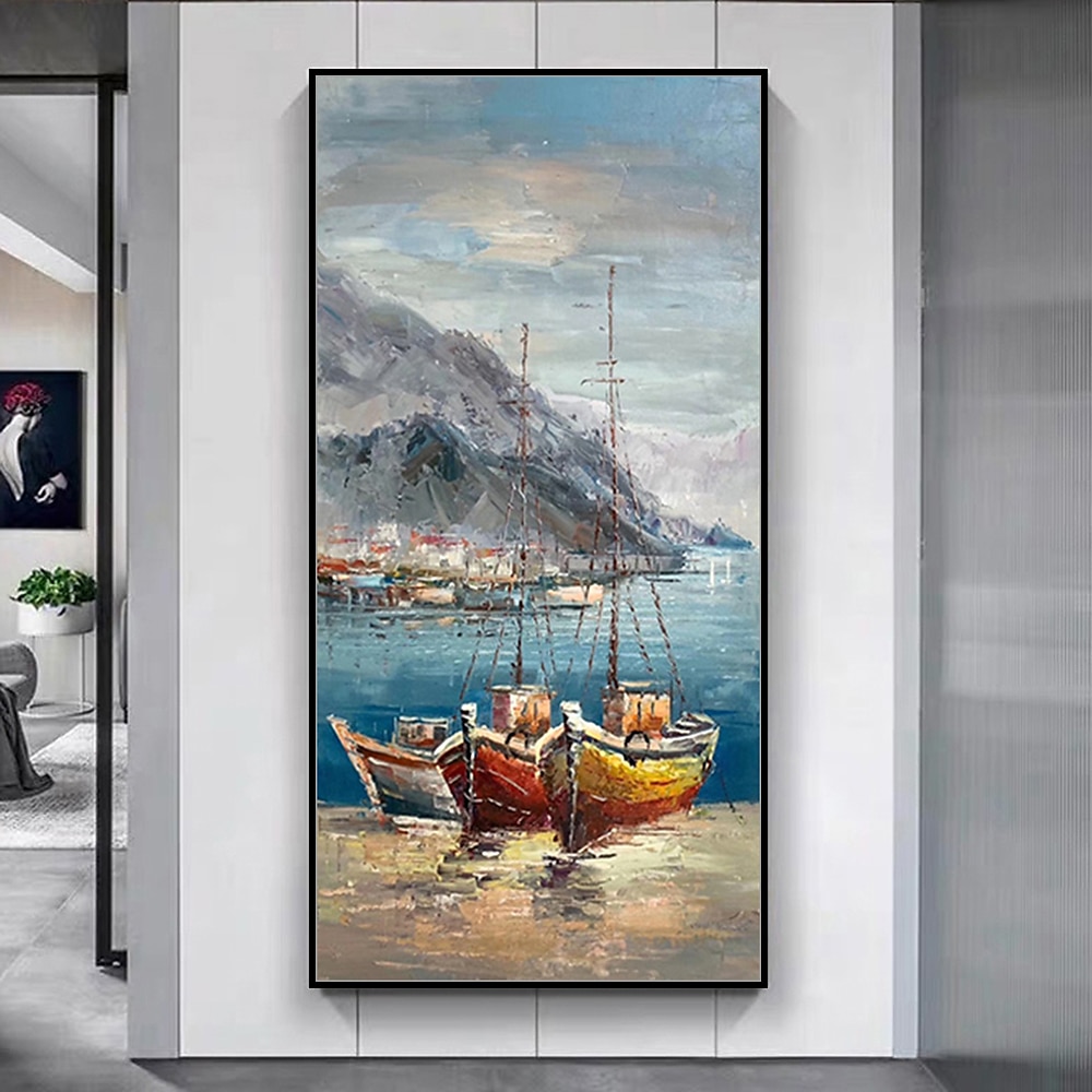 Mintura main bateau paysage peintures à l'huile sur toile mur art décoration moderne abstrait image pour la décoration intérieure roulé sans cadre non étiré peinture de 2025 ? $77.99 –P2