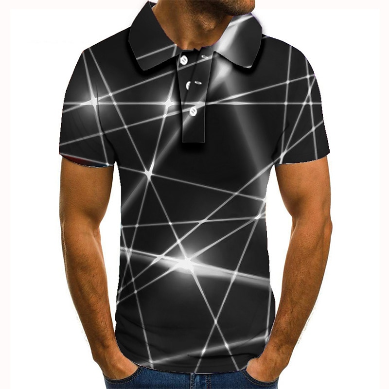 Homme Graphique Néon Polo Chemise de golf Manche Courte Polos Chemises à Col Occasionnel Vêtements de vacances Vêtements de rave Tenues de fête Boutons Impression 3D Blanche Rose Claire Vert de 2025 ? $22.99 –P6