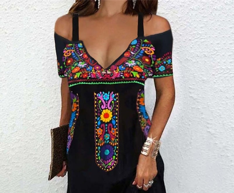 Eclectic Jungle Ethnic Style Summer Dress | La Moda Clothing