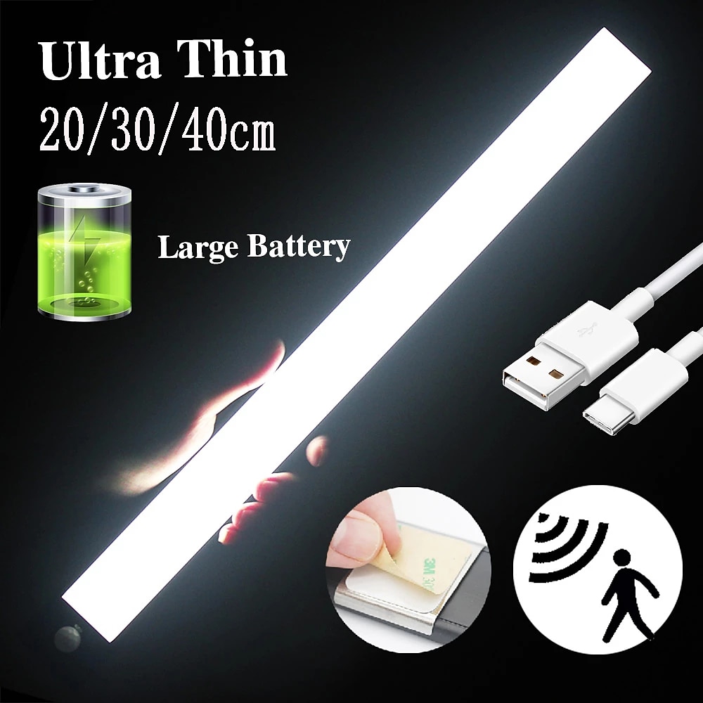LED Night Lights Motion Sensor USB Rechargeable Ultra-Thin Kitchen Cabinet Closet Lamp PIR Motion Sensor Wireless Night Lamp Bedroom Corridor Passageway Dormitory Lighting 2025 - $12.49 –P13