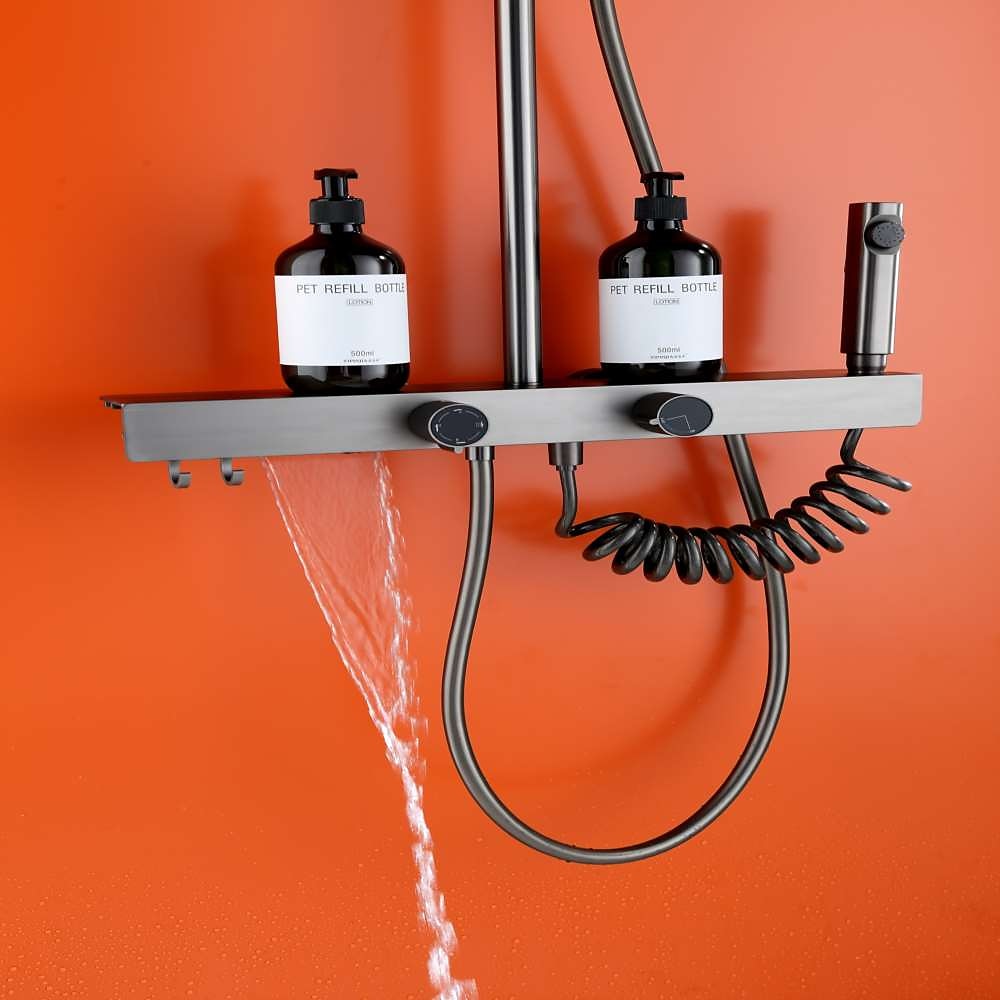 rubinetto della doccia, sistema doccia doccia a pioggia sistema di soffione set doccia inclusa doccia multigetto finiture verniciate contemporanee montaggio esterno valvola in ceramica rubinetti per del 2025 a $404.99 –P8