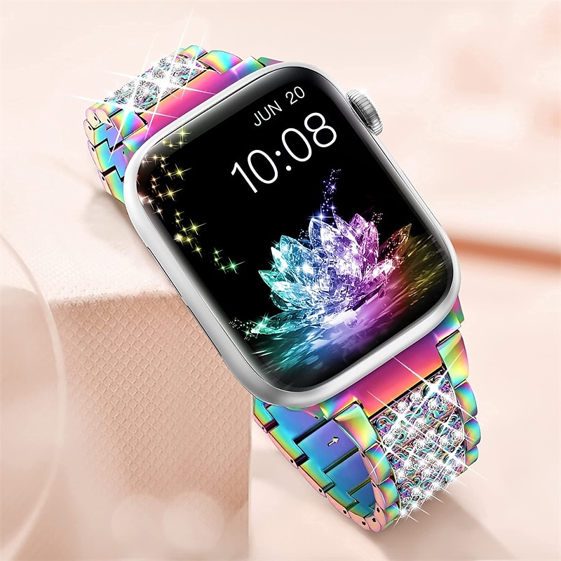 [1+2Pack] Jewelry Bracelet Compatible with Apple Watch band 38mm 40mm 41mm 42mm 44mm 45mm 49mm with Case Bling Diamond Rhinestone Strap Replacement Wristband for iwatch Series Ultra 8 7 6 5 4 3 2 1 SE 2025 - $25.99 –P7