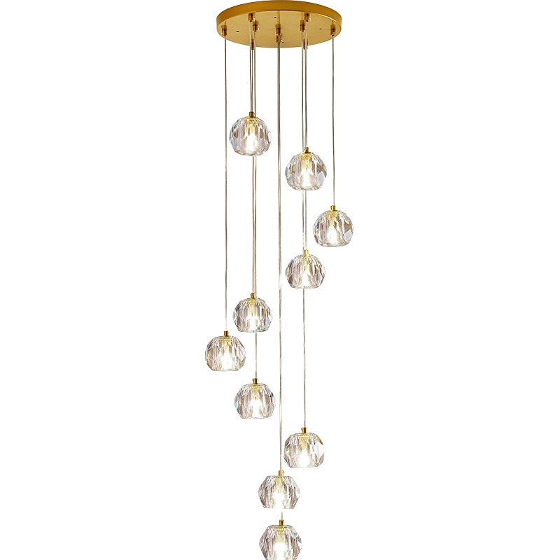 csillár led kristály 10 fényű 35 cm-es süllyesztett lámpák csigalépcső hosszú csillár villa lépcső fény duplex csillár 10-120v / 220-240v /g9 2025 - $447.09 –P1