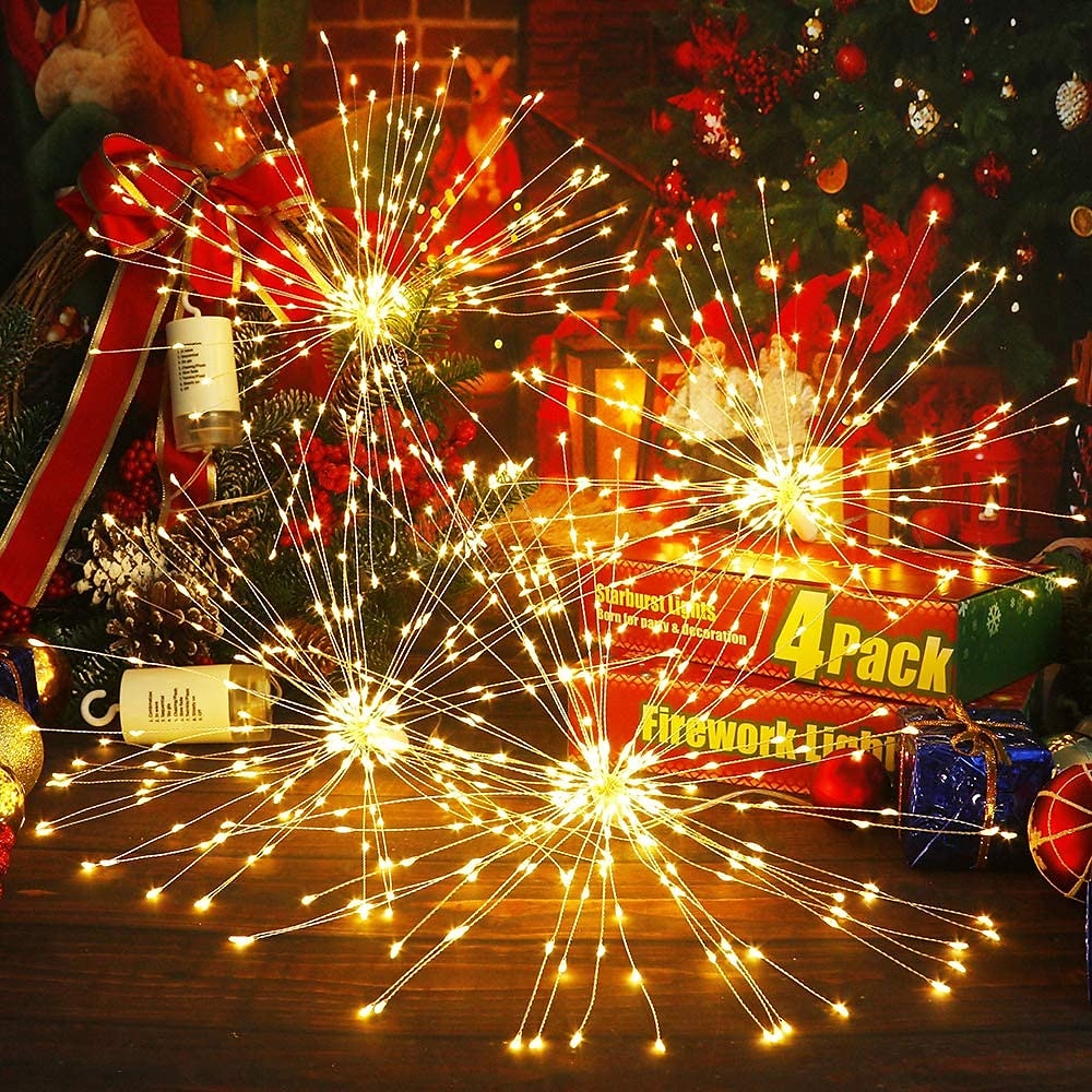 4-pack fyrverkeriljus julbelysning dekorationer starburst led koppartråd lampor 8 lägen batteridrivna fairy lights med fjärrstyrt bröllop jul dekorativa hängande ljus för fest uteplats trädgård 2025 - $35.99 –P3