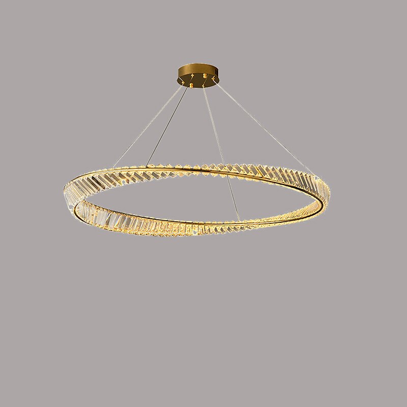 Lámparas colgantes led circle diseño redondo 60/80 cm montaje empotrado 1 luz anillo regulable aluminio acabados pintados lujoso estilo moderno comedor dormitorio lámparas colgantes 2025 - $603.59 –P5
