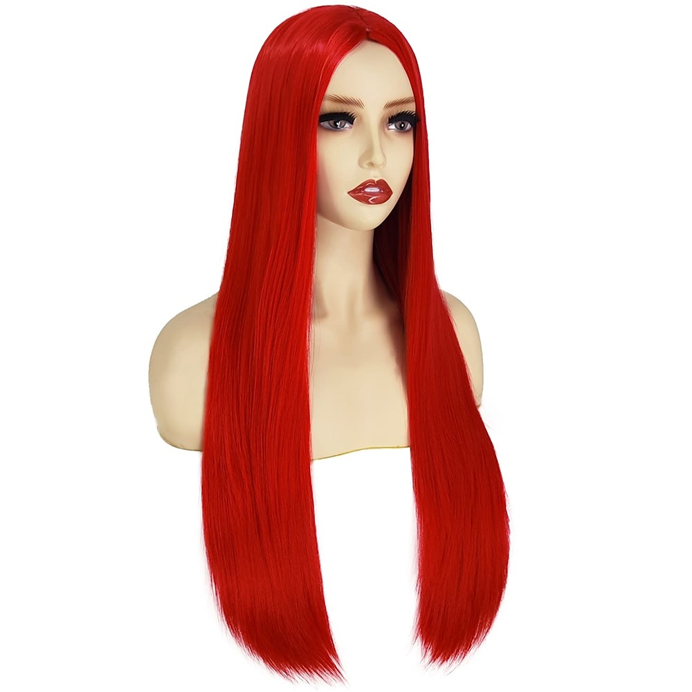 Pelucas de fiesta navideñas, pelucas largas y rojas de Peviyile para mujer, peluca de disfraz de Sally de Pesadilla antes de Navidad, peluca de pelo en la mitad, linda peluca para fiesta de carnaval 2025 - $31.99 –P5