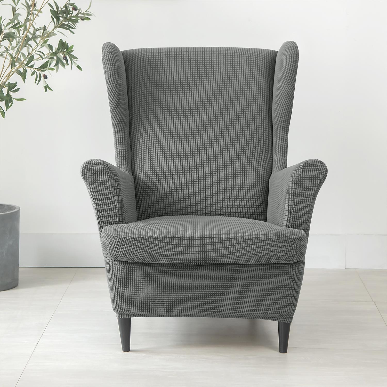 Wing Chair Cover Set, Include Stretch Wingback Chair Slipcover and Ottoman Cover,Burgundy Red Jacquard Wing Back Chair Cover Removable Machine Washable Armchair Chair Cover for Strandmon Chair 2025 - $54.99 –P7