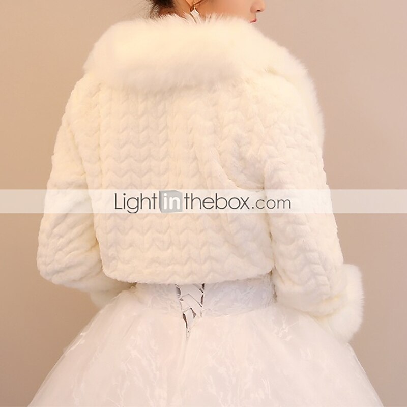 cappotto bianco in pelliccia sintetica avvolgente da donna bolero avvolgente da sposa stile formale mantieni caldo sposa manica lunga con colore puro per abito invernale formale per stupire 2025 del 2025 a $40.99 –P1