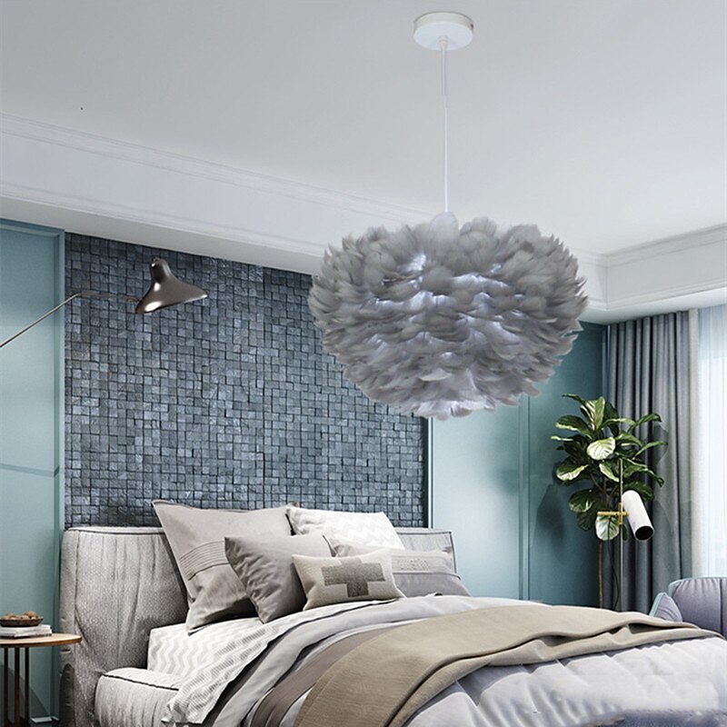 lampada a sospensione a led in piuma di struzzo camera da letto cavo regolabile 3000-6000k lampadario in piuma da 30 cm romantico decorativo appeso a soffitto apparecchio per camera da letto per ragazze del 2025 a $135.99 –P13