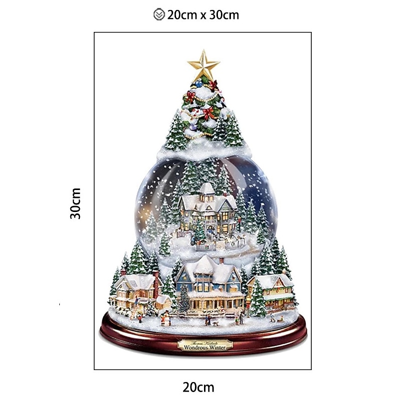 jul fönster klistermärken träd vinter girlander fönster klistermärken heminredning kristall träd jultomten snögubbe roterande skulptur dekorationer avtagbar pasta 2025 - $5.99 –P3
