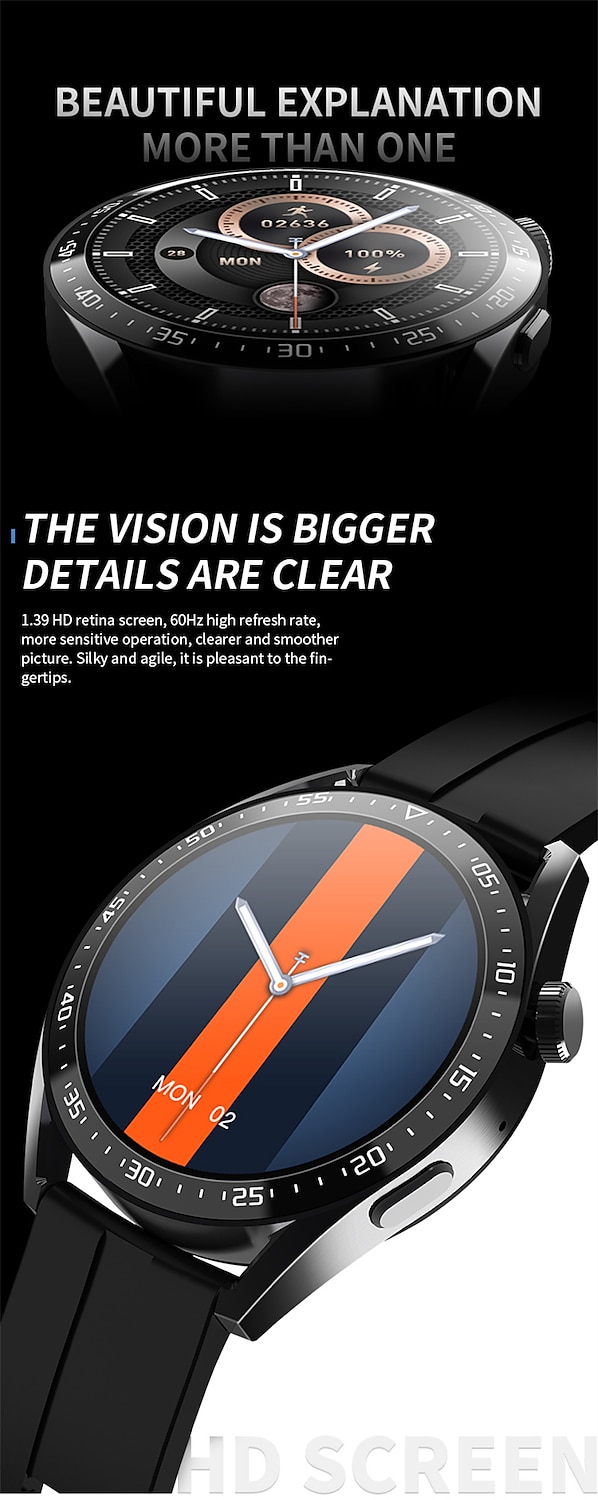 HW28 Slimme horloge 1.39 inch(es) Smart horloge Bluetooth Stappenteller Gespreksherinnering Activiteitentracker Compatibel met: Android iOS Heren Lange stand-by Handsfree bellen Waterbestendig IP 67 2025 - $59.99 –P4