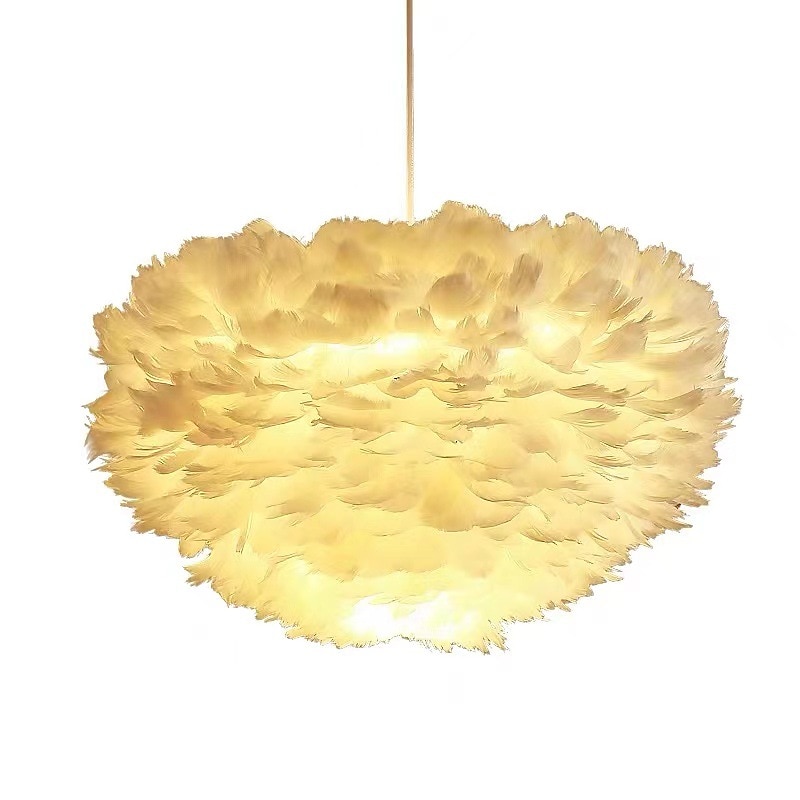 lampada a sospensione a led in piuma di struzzo camera da letto cavo regolabile 3000-6000k lampadario in piuma da 30 cm romantico decorativo appeso a soffitto apparecchio per camera da letto per ragazze del 2025 a $135.99 –P5
