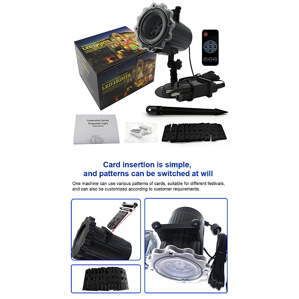 Christmas Projector Waterproof Remote Control 16 Patterns High-definition Projection Effects Indoor and Outdoor Festival Garden Decorative Lights Low Voltage Safety 2025 - $32.99 –P10