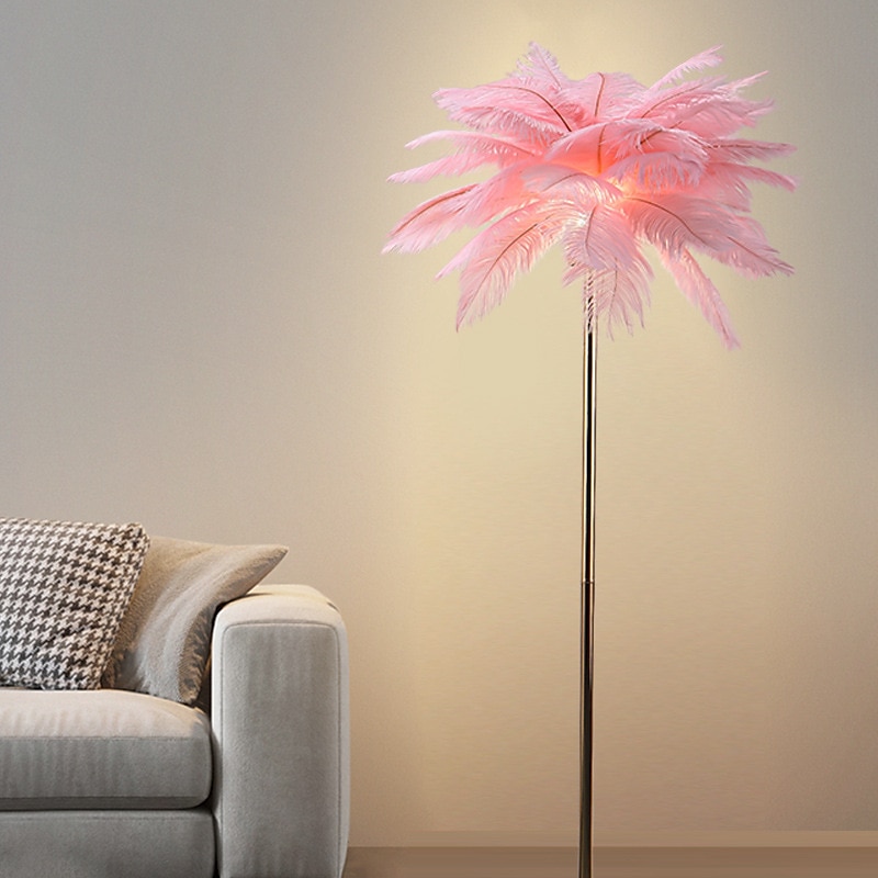 Floor Light Standing Reading Lamp Modern Ostrich Feather Gold Floor Lamp Metal Bronze Nordic Standing Lamp Villa Hotel Decor Lighting Bedroom Bedside Floor Lamp Christmas gift 2025 - $273.79 –P9