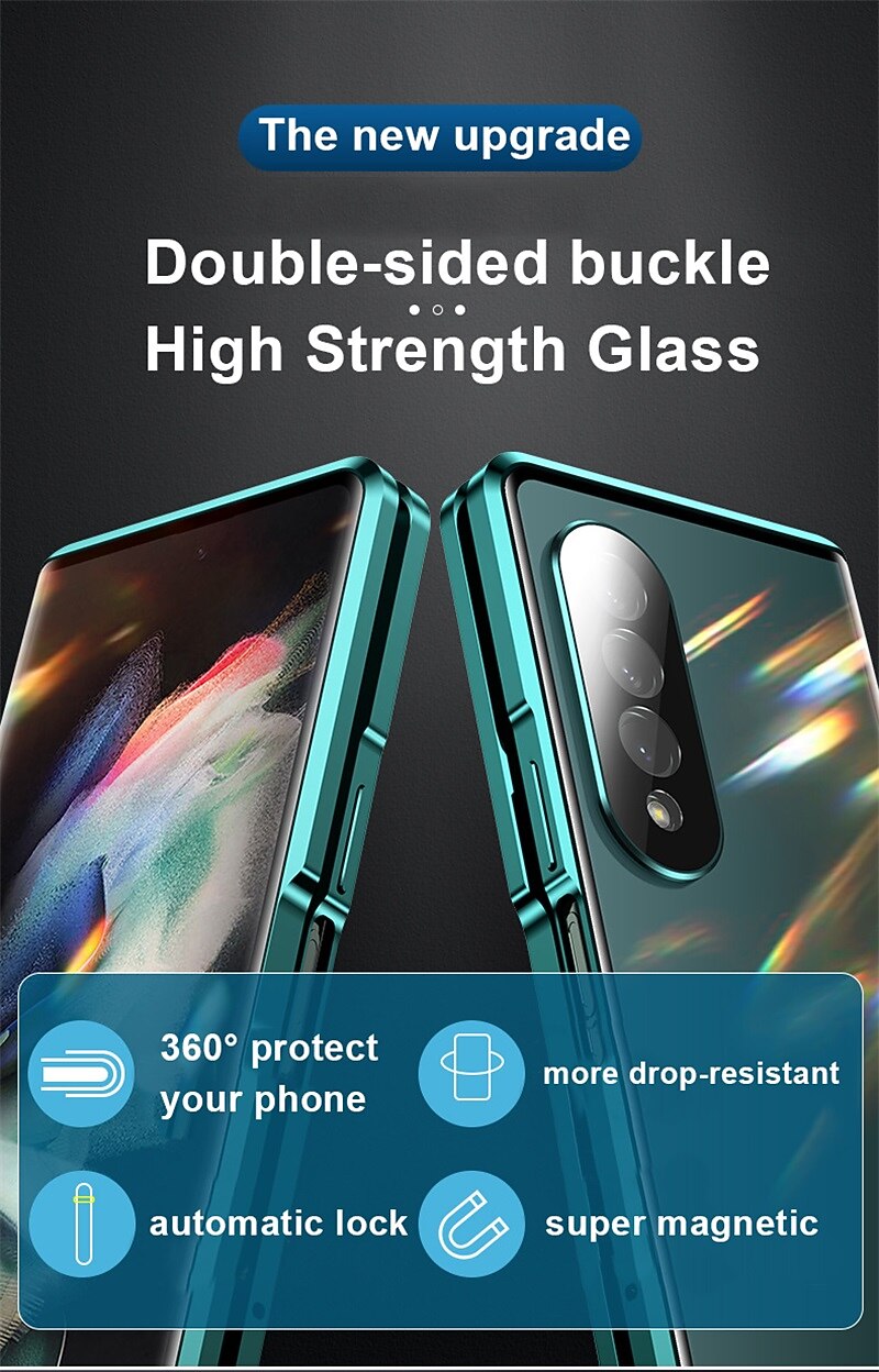 Phone Case For Samsung Galaxy Z Fold 5 Z Fold 4 Z Fold 3 Magnetic Adsorption Flip Mirror Transparent Transparent Tempered Glass Metal 2025 - $39.99 –P4