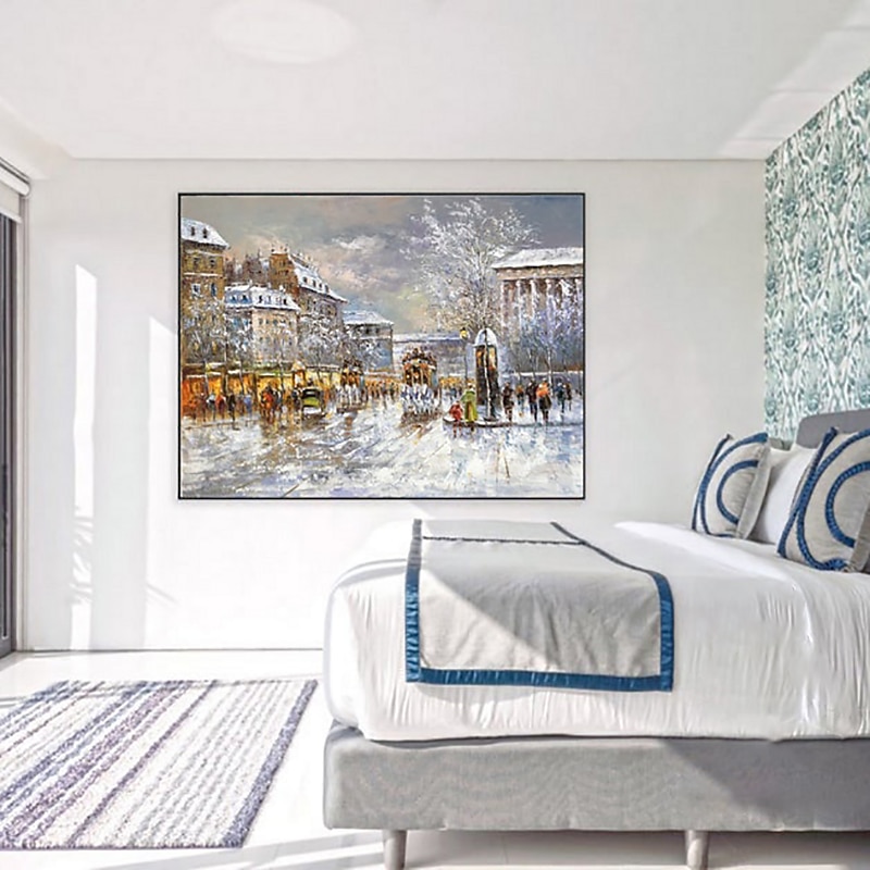 Pittura A Olio Fatta A Mano Su Tela Decorazione Della Parete Di Arte Decorazione Natalizia Edificio D'epoca Scena Di Strada Per La Decorazione Domestica Pittura Arrotolata Senza Cornice Non Allungata del 2026 a $128.99 –P4