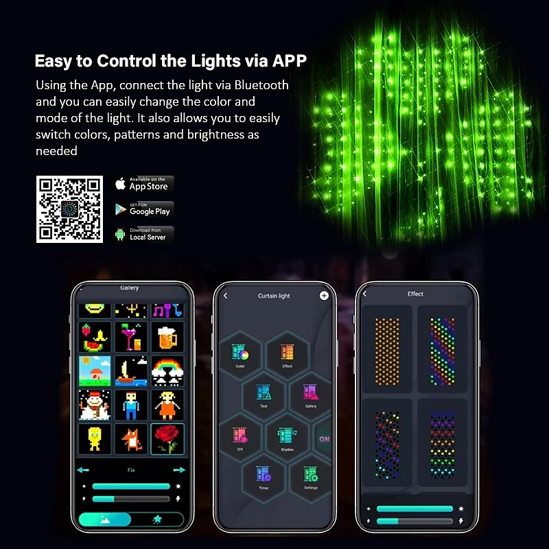 Smart RGB LED Christmas Curtain Lights with Bluetooth APP Control 3X3m 2X2m 1X1m LED Fairy String Lights DIY Picture Display for Party Holiday Garland Window Decoration 2025 - $135.99 –P4