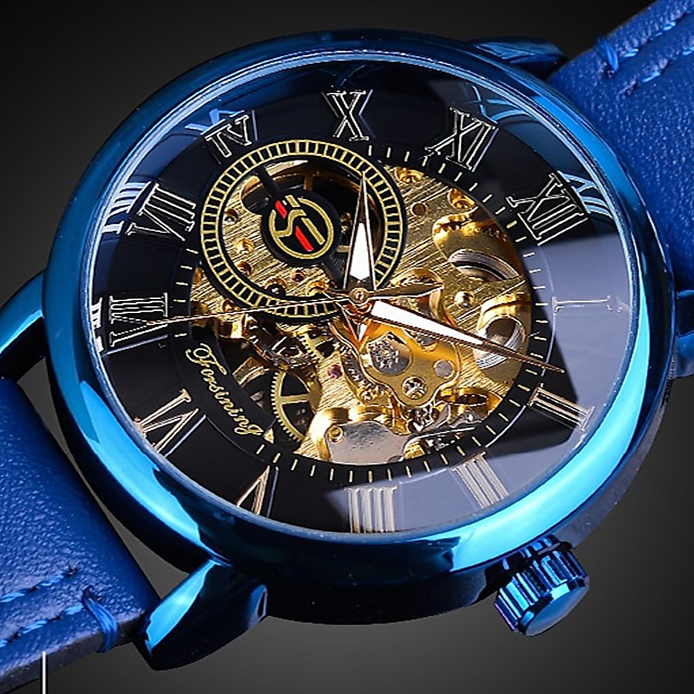 FORSINING Men's Wrist Watch Luxury Skeleton Watch Mechanical Hand Wound Real