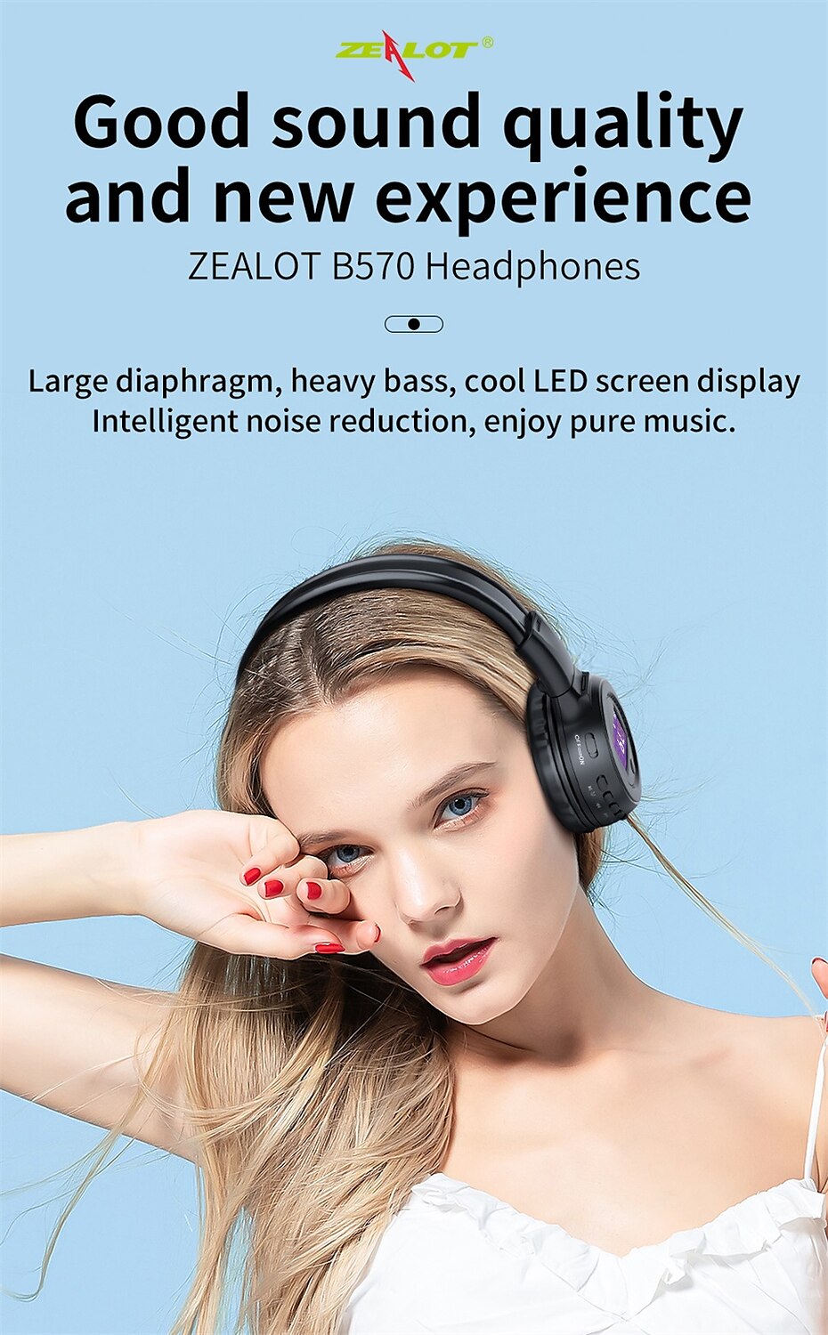 2025年 Zealot B570 ワイヤレスヘッドフォン FMラジオ オーバーイヤー Bluetoothステレオイヤフォンヘッドセット コンピュータ用電話TFカードAUXサポート  コレクション – $29.99 –P1