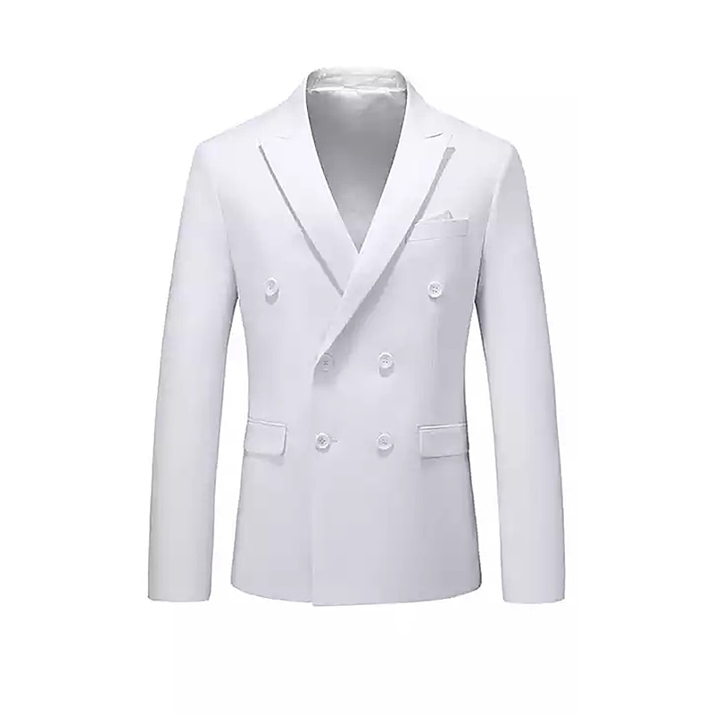 Herren Jacke Blazer Sakko Hochzeitsfeier Business-Kleidung Frühling Herbst Feste Farbe Doppelreihiger Verschluss Blazer Schwarz Weiß Rosa Rot 2025 - $77.99 –P7
