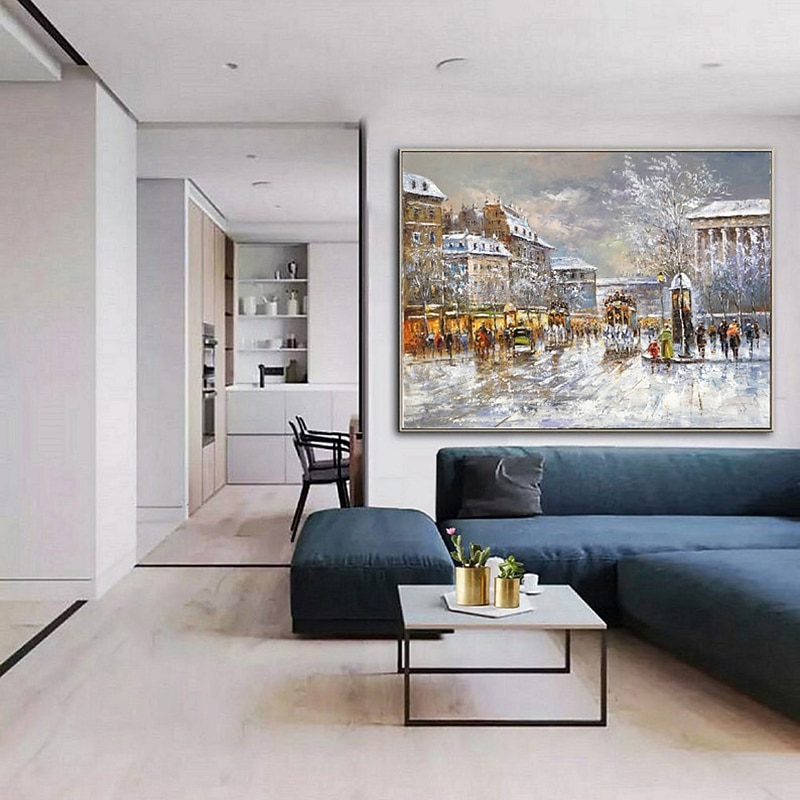 Pittura A Olio Fatta A Mano Su Tela Decorazione Della Parete Di Arte Decorazione Natalizia Edificio D'epoca Scena Di Strada Per La Decorazione Domestica Pittura Arrotolata Senza Cornice Non Allungata del 2026 a $128.99 –P6