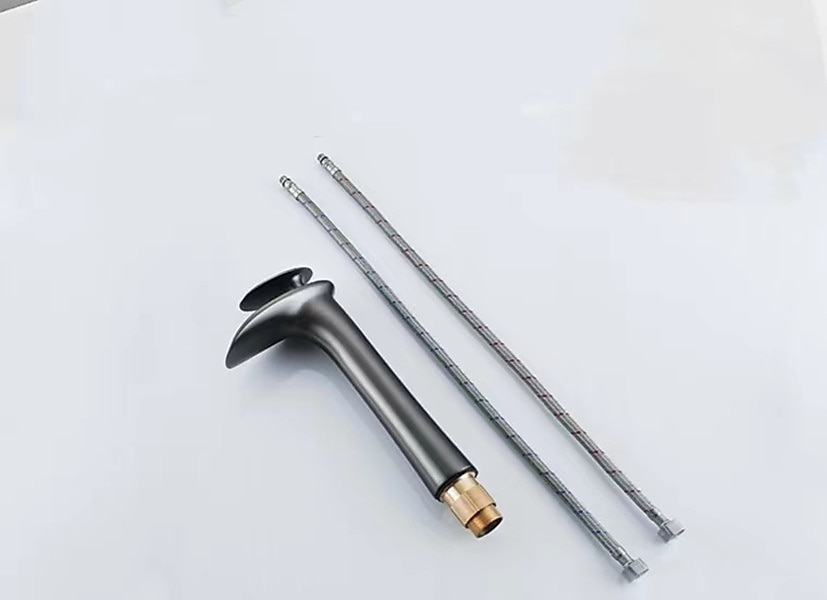 Waterfall Bathroom Sink Mixer Faucet Tall, Mono Wash Basin Single Handle Taps Deck Mounted, Washroom with Hot and Cold Hose Monobloc Vessel Water Brass Tap 2025 - $105.99 –P1