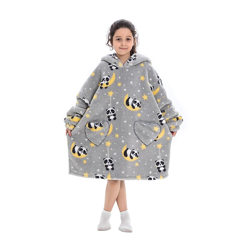 Carnival Character Oversized Hoodie Blanket Wearable Blanket With Pocket Shark Cat Dinosaur Onesie Pajamas Kigurumi Pajamas For Kid's Adults' Men and Women Boys and Girls Carnival Masquerade Cartoon 2026 - $41.99 –P8