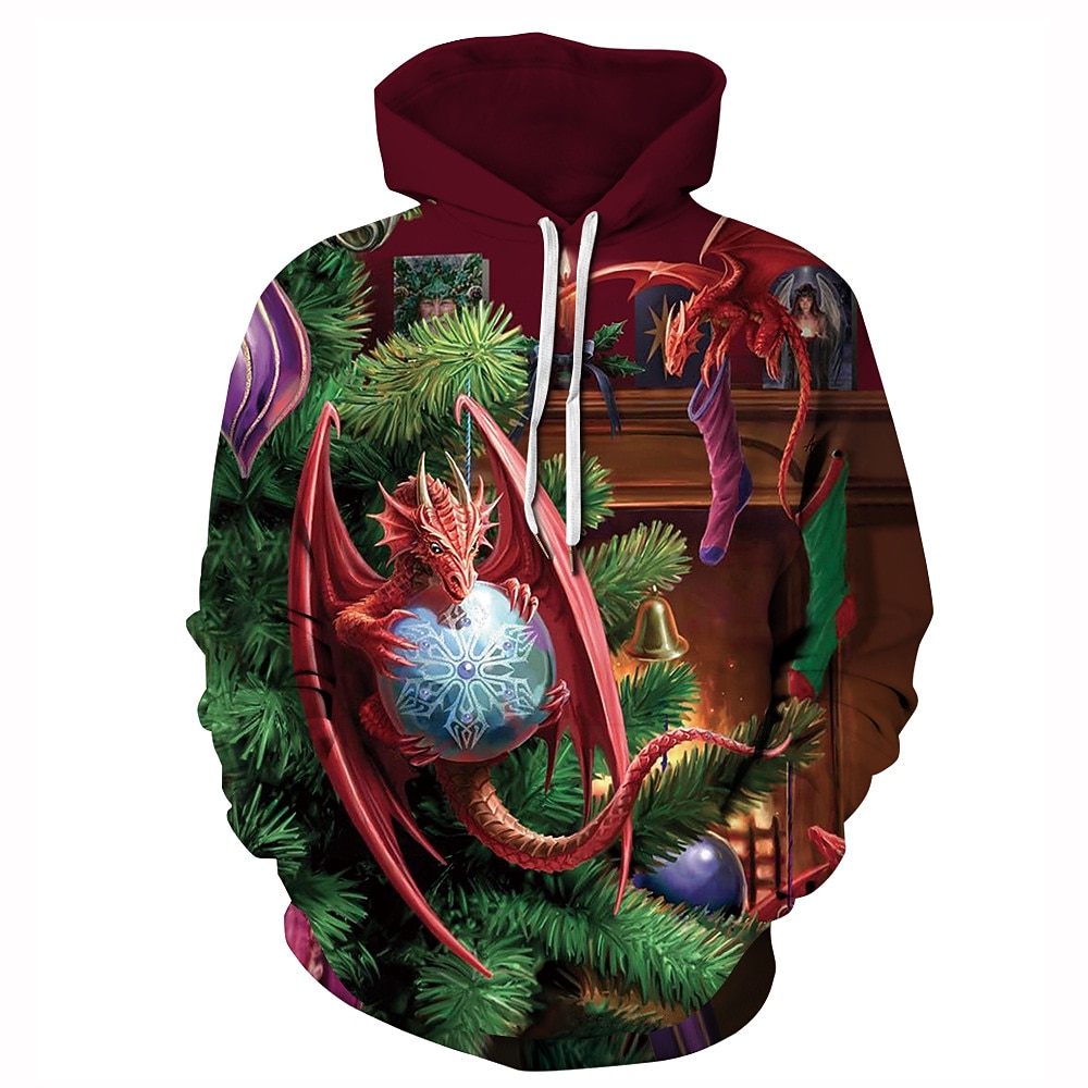 Dinosaurio Suéter de navidad Sudadera Pullover Sudadera con capucha navideña divertida Impresión 3D Hombre Mujer Navidad Carnaval Mascarada Nochebuena Navidad Adultos Fiesta Navidad Cima 2025 - $29.99 –P13