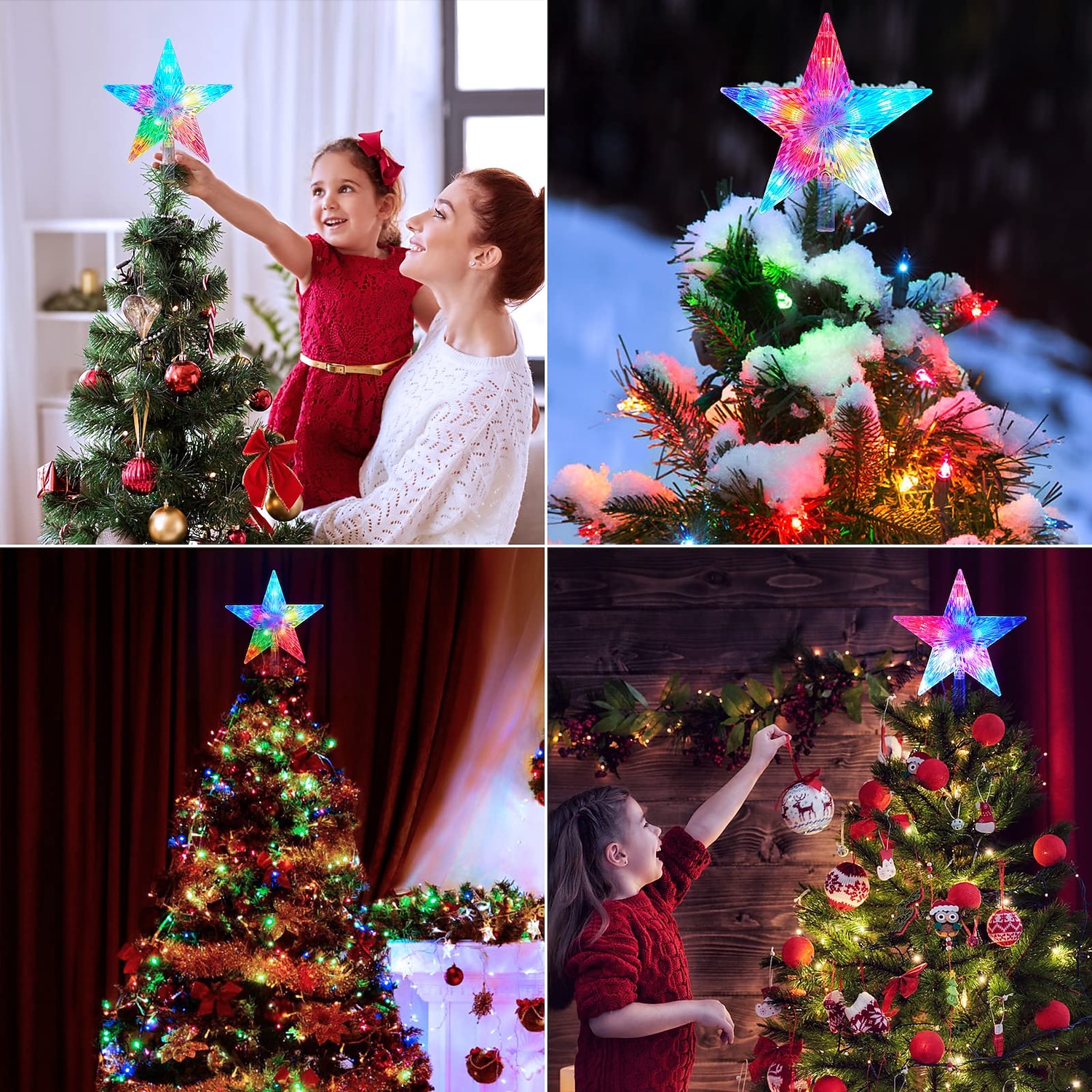 lumini pentru stele pentru brad de Crăciun, cu lumină de noapte cu LED, ornamente pentru brad de Crăciun, led pentru acasă, decor petrecere de revelion, iluminat de vacanță, puterea bateriei aa 2025 - $14.99 –P12