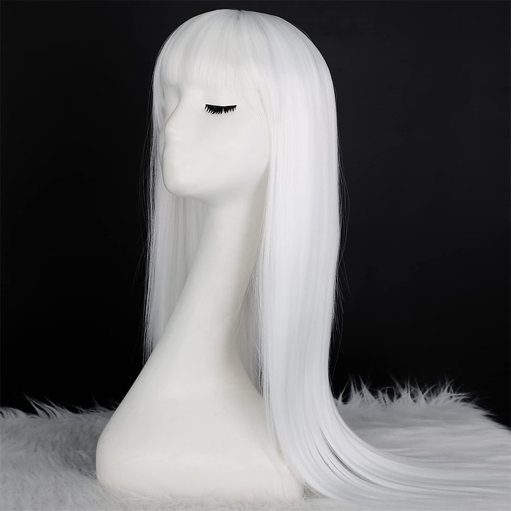 fehér paróka egyenes fehér paróka nőknek szintetikus színes platina fehér paróka cosplay 2025 - $23.99 -P1