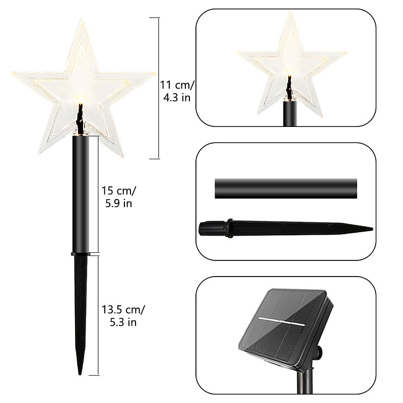 Luces de camino de copos de nieve de Navidad decoraciones exteriores luces paisajísticas solares a prueba de agua LED lámpara en forma de copo de nieve de Navidad para decoración de hogar fiesta 2025 - $21.99 –P2