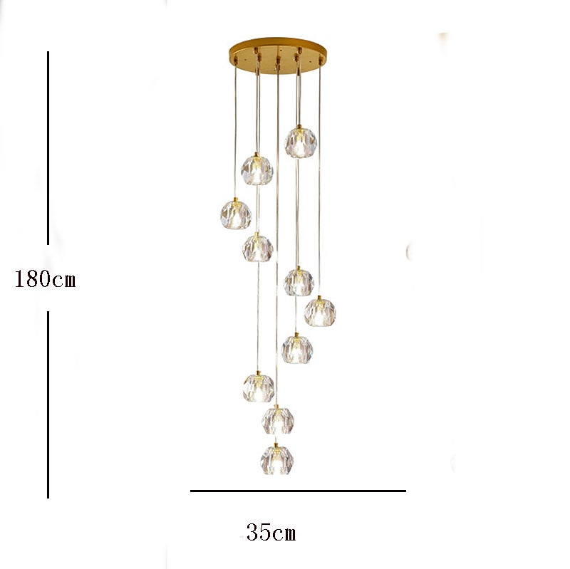 csillár led kristály 10 fényű 35 cm-es süllyesztett lámpák csigalépcső hosszú csillár villa lépcső fény duplex csillár 10-120v / 220-240v /g9 2025 - $447.09 –P6