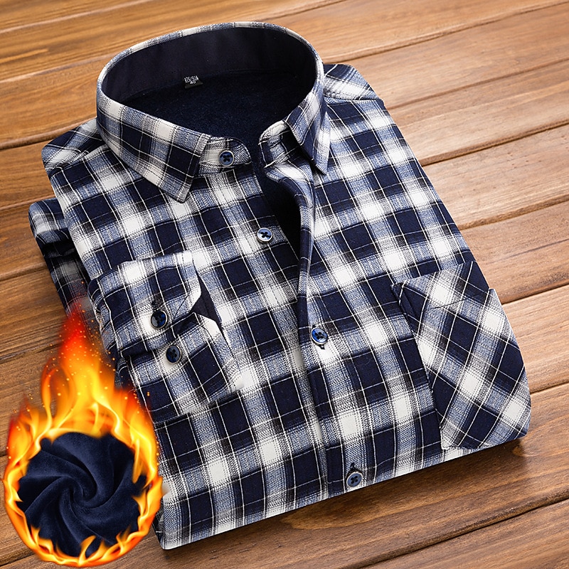 Men's Dress Shirt Plaid Shirt Collared Shirt Button Up Shirt Flannel Jacket Tartan Wedding Outdoor Red Blue Blue-White Coffee Long Sleeve Turndown Fall Winter Clothing Apparel 2025 - $25.99 –P4