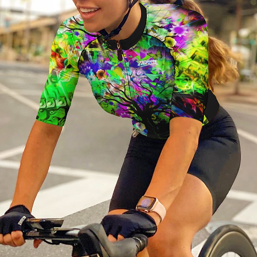 Dámské Cyklodres Krátký rukáv Kolo Dres Vrchní část oděvu se 3 zadními kapsami Horská cyklistika Silniční cyklistika Prodyšné Rychleschnoucí Odvod vlhkosti Reflexní pásky Žlutá Červená Modrá Sportovní 2025 - $28.99 –P9