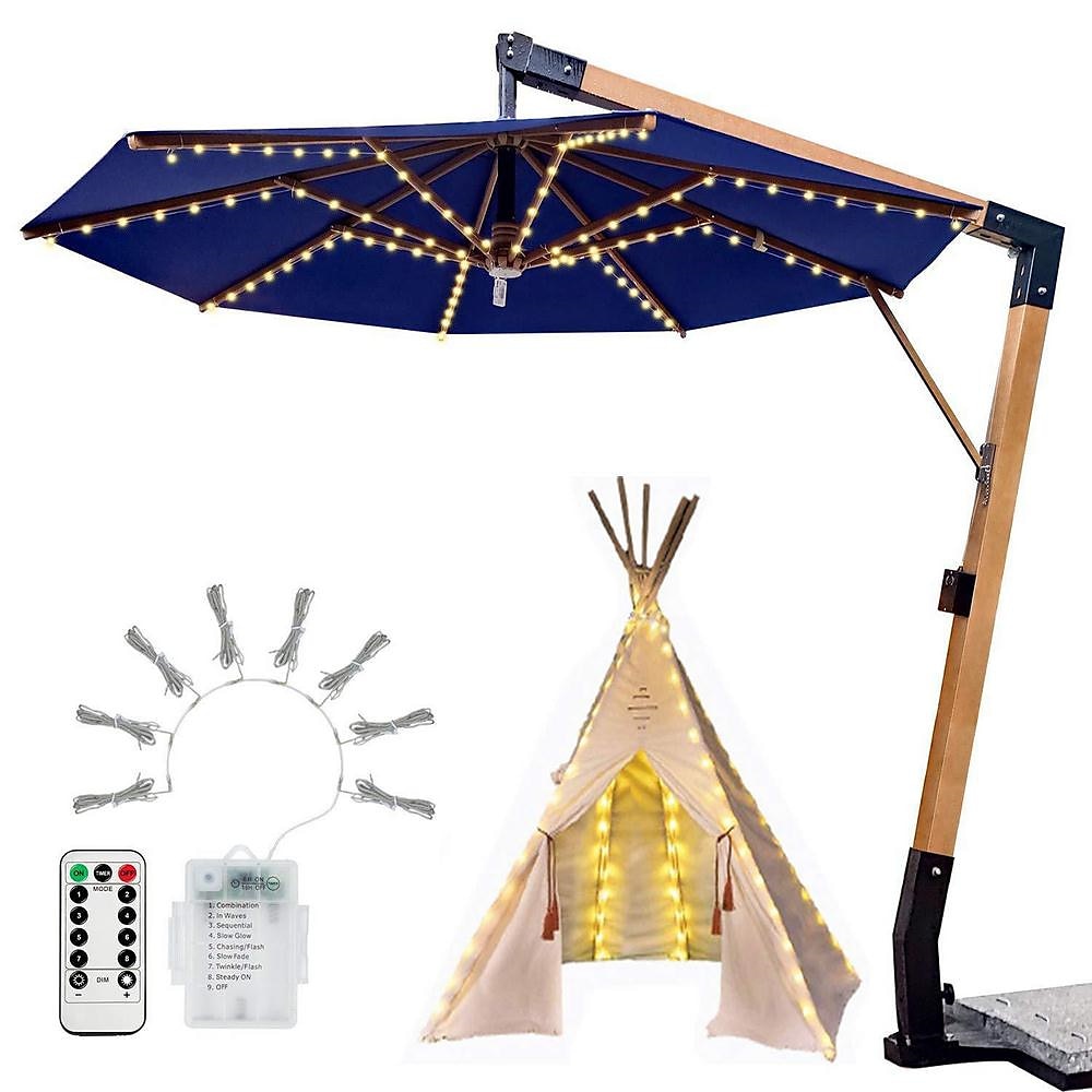 lumini pentru umbrelă de terasă în aer liber 104 led-uri 16 culori 4 moduri de iluminat umbrelă fără fir cu baterie telecomandă lumini de stâlp de exterior impermeabile pentru umbrele de terasă 2025 - $23.99 –P9
