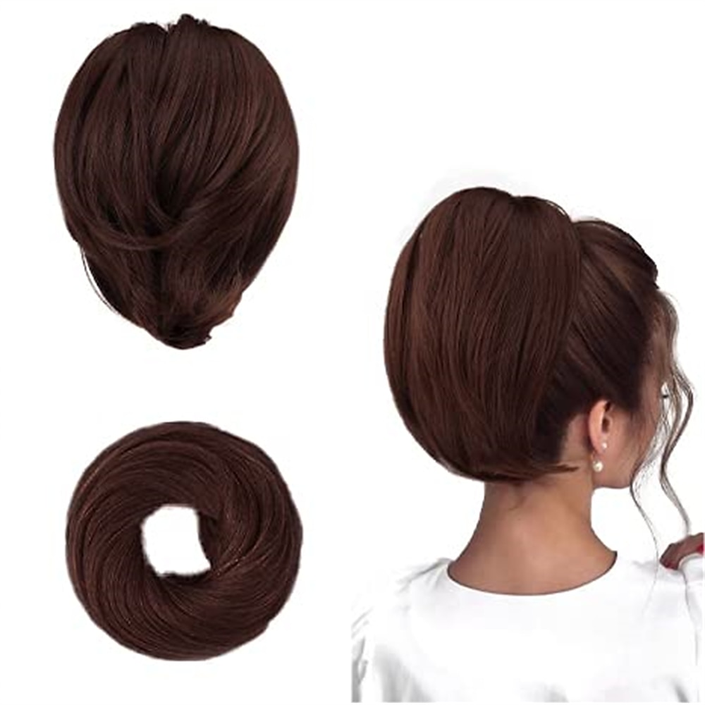hiukset nuttura poninhäntäpidennys suora synteettinen hiuslisä täysin lyhyt poninhäntä nuttura pidennykset hiustarvikkeet joustava helppo scrunchie naisille vaalea kullanruskea sekoitus vaalean 2025 - $9.49 –P9