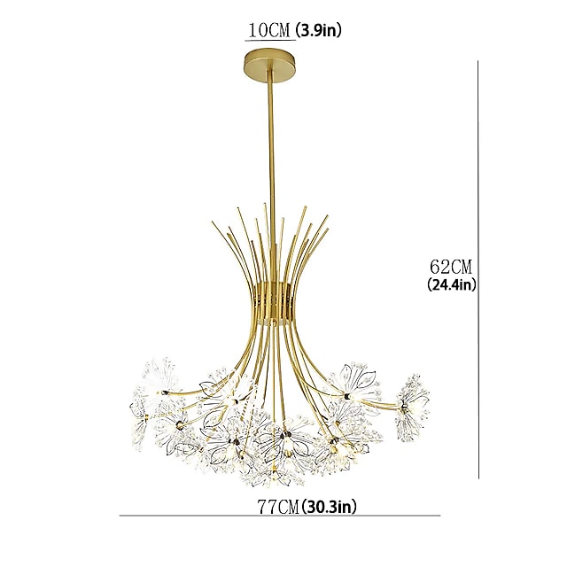 77 cm Modern Firework Chandeliers 19 Lights Crystal Dandelion Chandelier Pendant Lights Fixtures Sputnik Globe Design Artistic Nordic Style Living Room Bedroom Restaurant Flower Design 2025 - $467.69 –P1