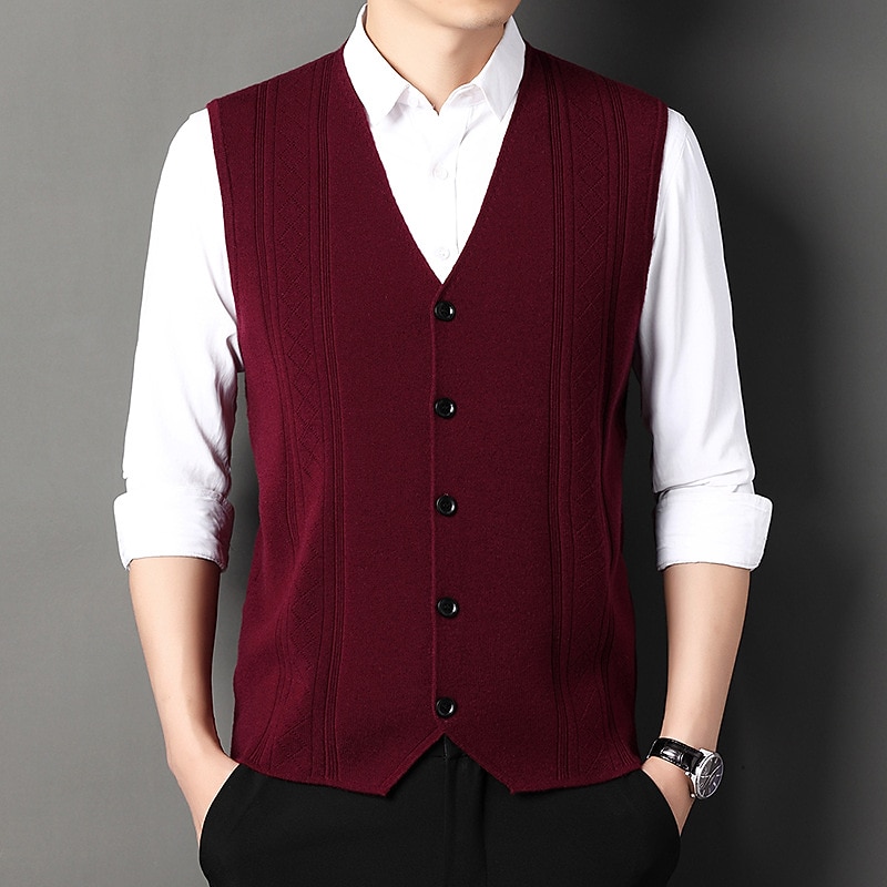 Herren Pullunder Kleid Pullover Wollpullover Gerippt Stricken Strick Streifen V Ausschnitt Moderne zeitgenössische Koreanisch Freizeitskleidung Ausgehen Bekleidung Ärmellos Frühling & Herbst Schwarz 2025 - $35.99 –P4