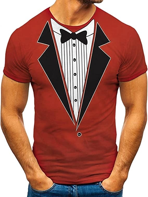 Men's Graphic Tee Tuxedo Shirts Short Sleeve T shirt 3D Print Round Neck Shirt Exaggerated Basic Daily Black White Yellow Clothing Apparel Normal S M L XL XXL 3XL 4XL 2025 - $17.99 –P10