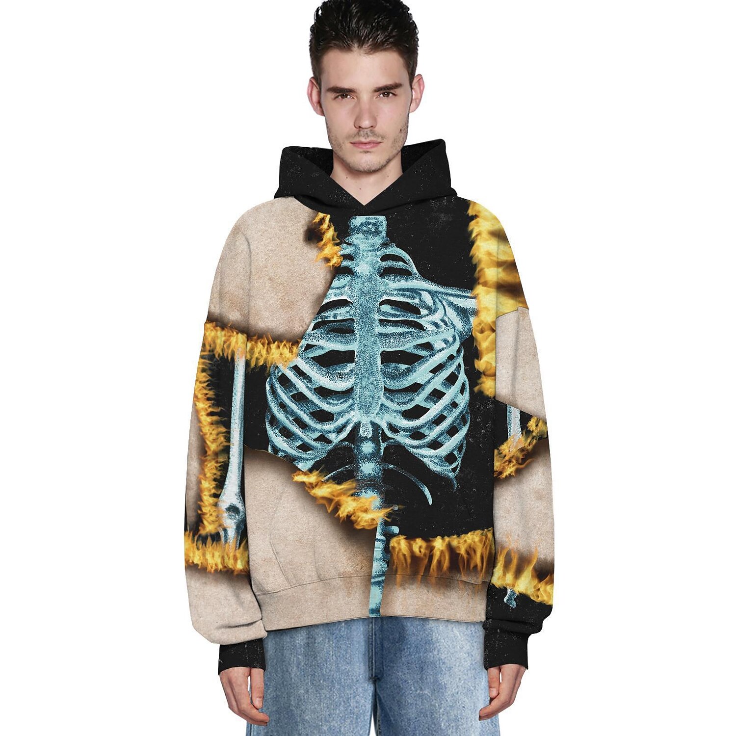 Punk Gothic Skeleton Skull Hoodie Skull Front Pocket Graphic For Couple's Men's Women's Adults' Masquerade 3D Print Casual Daily 2025 - $34.99 –P3
