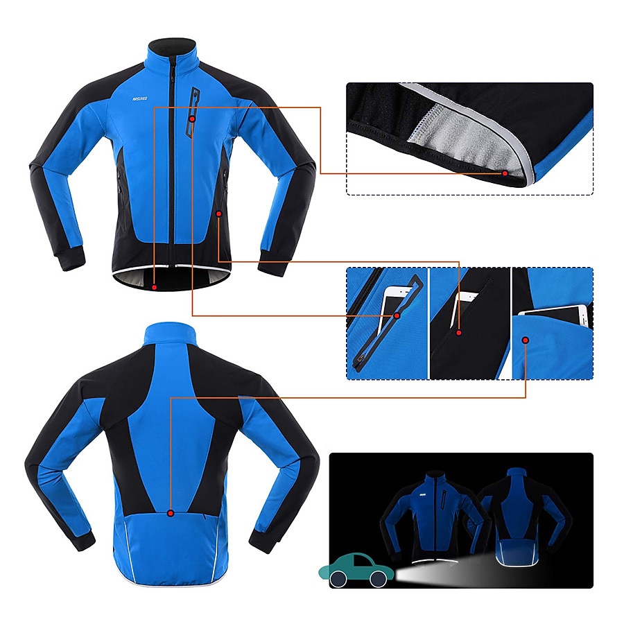 Арсуксо Муж. Велокуртки Ветровка Флисовая жилетка Сохраняет тепло С защитой от ветра Флисовая подкладка Дышащий Велоспорт Жакет Горные велосипеды Шоссейные велосипеды Езда по городу 2025 - $41.99 –P11