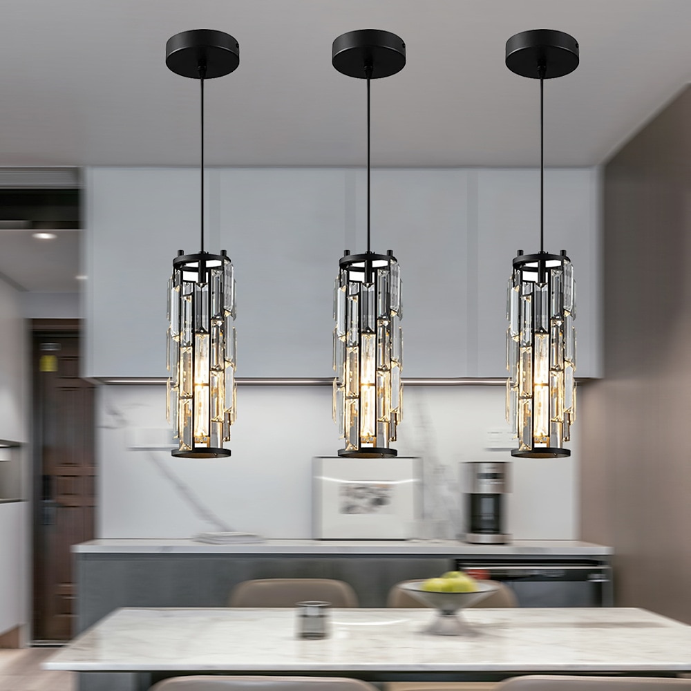 1 Light Pendant Light Black Modern Pendant Light, Mini Crystal Chandelier, Adjustable Pendant Light for Kitchen Island Dining Room Bedroom 2025 - $154.99 –P3