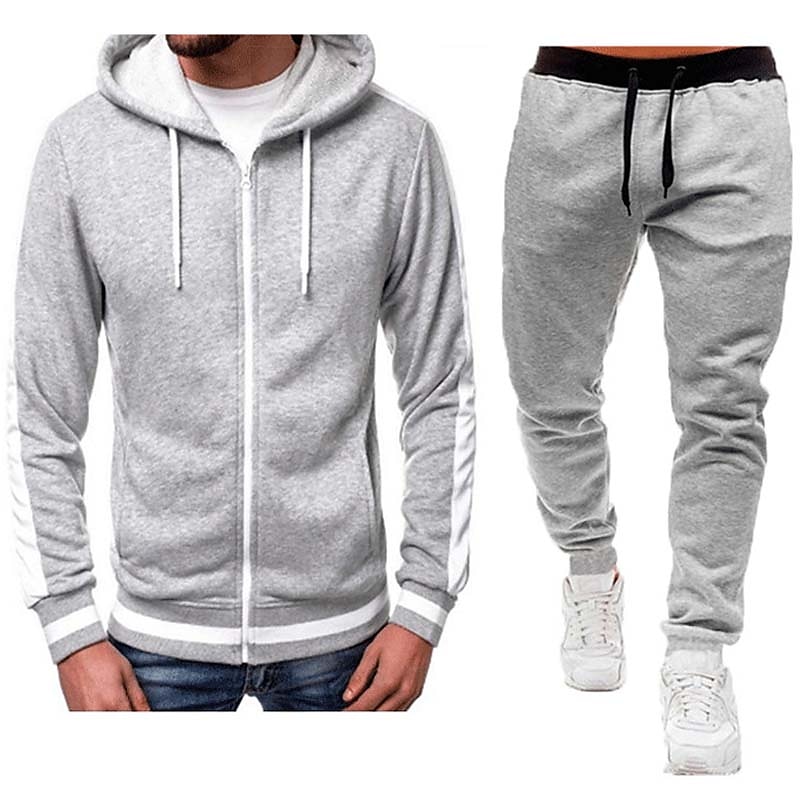 Men's Tracksuit Sweatsuit Zip Hoodie Sweatshirt Hoodie Jacket Jogging Suits Red & Black Black+Light Grey Dark Grey+Light Grey Red+Light Grey Red+Dark Grey Hooded Color Block Drawstring 2 Piece Sports 2026 - $28.99 –P3