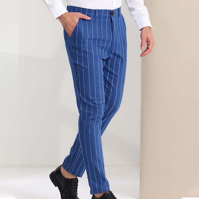 Men's Trousers Chinos Jogger Pants Pocket Straight Leg Stripe Comfort Daily Holiday Going out Fashion Classic Black Blue Micro-elastic 2025 - $21.99 –P5