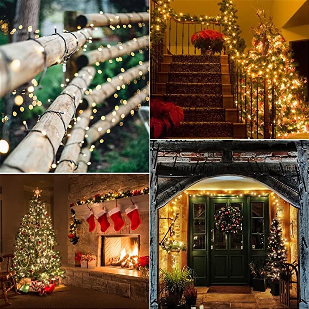 weihnachtslichter fee lichterketten innen außen usb mit fernbedienung 10m 20m dunkelgrüner draht lichterketten 100/200 leds 17key fernbedienung cluster lichter urlaubslichter usb urlaub hochzeit 2025 - $14.99 –P5
