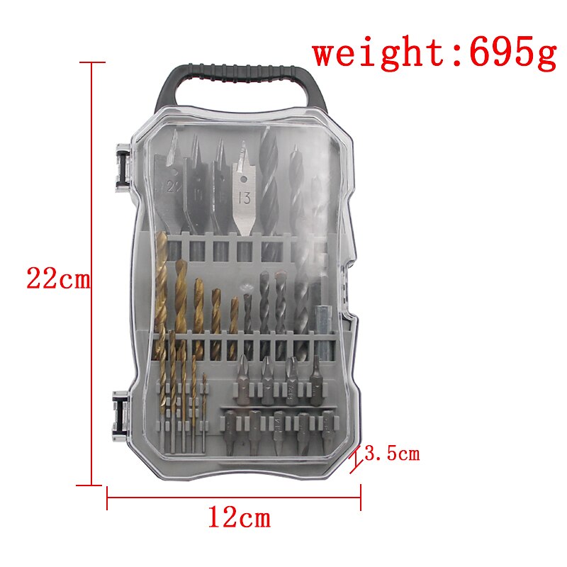2025年 31pc プラスチックボックス木工家庭用 diy 掘削シリーズセット揚げ生地ツイストドリルフラットドリル建設ドリルビットセット  コレクション – $37.99 –P4