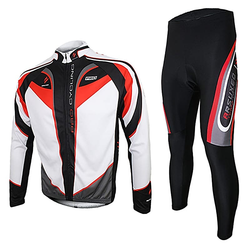 Arsuxeo Pánské Dlouhý rukáv Cyklodres a čapáky Cyklo bunda Léto Spandex Silikon Polyester Černá / červená Zelená Fialová Slátanina Legrační Jezdit na kole Celotělové oblečení Zahřívací 3D podložka 2025 - $69.99 –P3