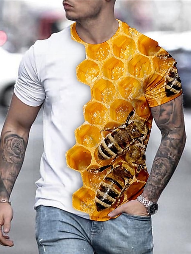 2025年 男性用 男女兼用 ミツバチ グラフィック シャツ Tシャツ 面白いTシャツ 半袖 Tシャツ 3Dプリント クルーネック シャツ デザイナー カジュアル 大きくて背が高い 日常 祝日 イエロー ライトブラウン オレンジ 夏 衣類 S M L XL XXL 3XL 4XL コレクション – $17.99 –P3