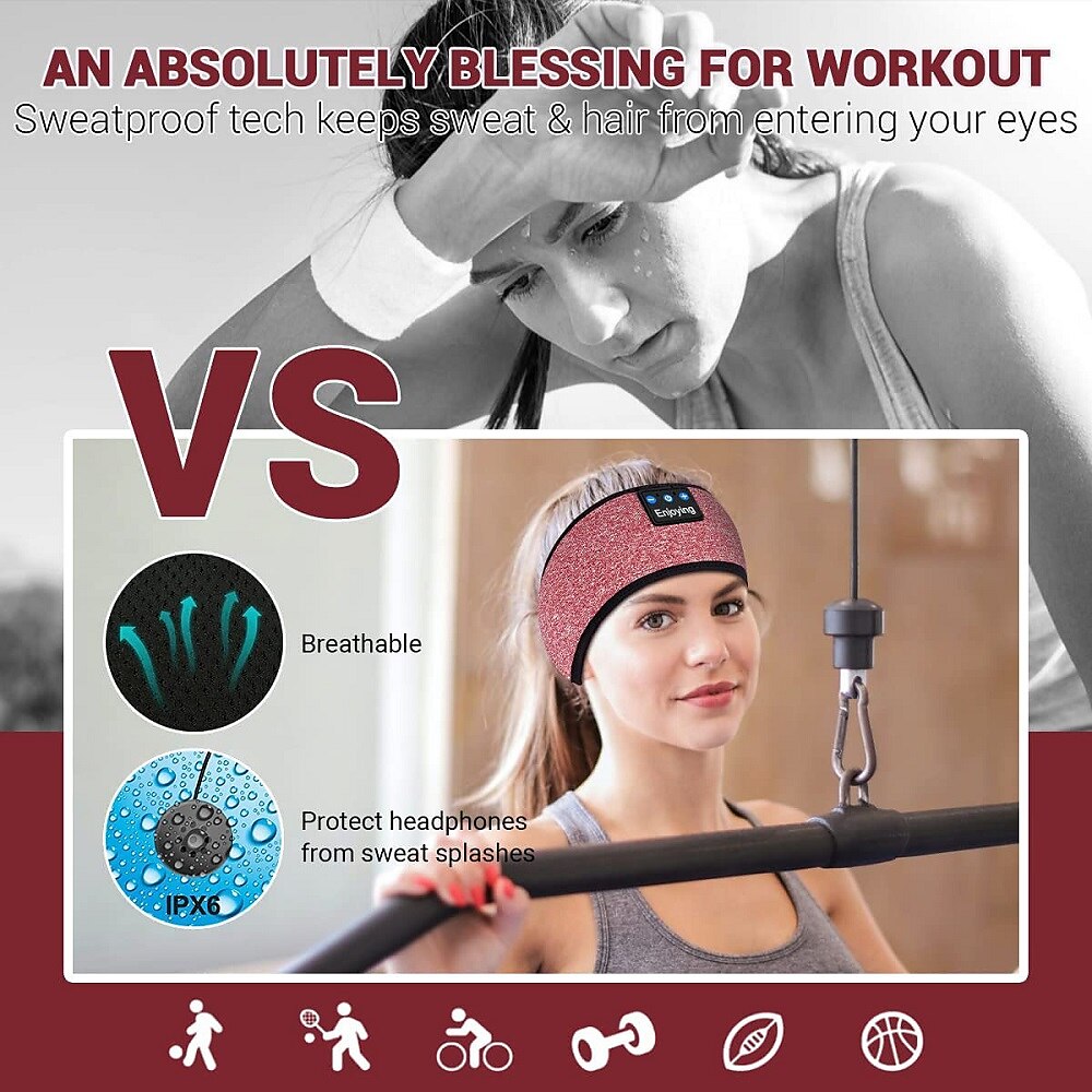 Sleep Headphones Bluetooth Headband Wireless Music Eye Mask Thin Stereo Speakers Mic Handsfree Music Earbuds for Side Sleepers Running Insomnia Travel Yoga Sleeping Band 2025 - $23.99 –P6
