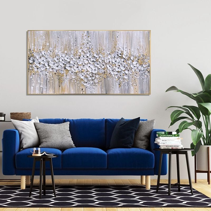 Pintura al óleo hecha a mano lienzo arte de la pared decoración espátula pintura clásica flor de ciruelo blanco para decoración del hogar enrollado sin marco pintura sin estirar 2025 - zł369.99 –P16